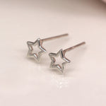 PM Sterling Silver Open Star Stud Earriings