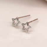PM Sterling Silver Open Star Stud Earriings