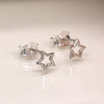 PM Sterling Silver Open Star Stud Earriings