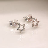 PM Sterling Silver Open Star Stud Earriings