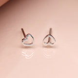 PM Sterling Silver Tiny Cut Out Heart Stud Earrings