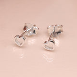 PM Sterling Silver Tiny Cut Out Heart Stud Earrings