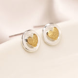 PM Sterling Silver Circle & Gold Heart Earrings