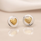PM Sterling Silver Circle & Gold Heart Earrings