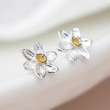 PM Silver & Gold Daffodil Stud Earrings