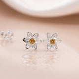 PM Silver & Gold Daffodil Stud Earrings