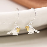 PM Silver & Gold Robin Drop Earrings