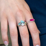 PM Sterling silver faceted multi gemstone ring