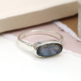 PM Sterling silver and labradorite ellipse ring - Small/S (54)