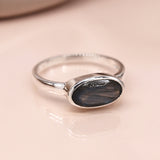 PM Sterling silver and labradorite ellipse ring - Small/S (54)