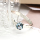 PM Sterling silver hammered ring with blue topaz - Medium/M (56)
