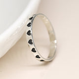 PM Sterling silver oxidised heart imprint ring - Small/S (54)