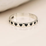 PM Sterling silver oxidised heart imprint ring - Small/S (54)