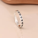 PM Sterling silver oxidised heart imprint ring - Small/S (54)