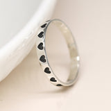 PM Sterling silver oxidised heart imprint ring - Small/S (54)