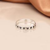 PM Sterling silver oxidised heart imprint ring - Small/S (54)