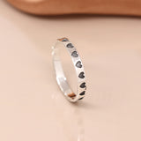 PM Sterling silver oxidised heart imprint ring - Small/S (54)