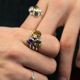 PM Sterling silver tri-stone ring with Amethyst Peridot and Citrine