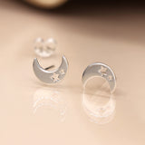 PM Sterling Silver Moon Stud Earrings