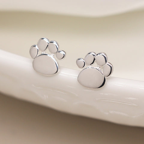 PM Sterling Silver Paw Print Stud Earrings