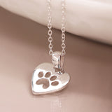 PM Sterling silver heart paw print necklace