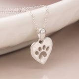 PM Sterling silver heart paw print necklace