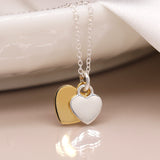 PM Sterling Silver & Gold Double Heart Necklace