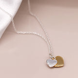 PM Sterling Silver & Gold Double Heart Necklace