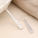 PM Sterling Silver Beaten Bar Earrings