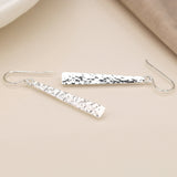 PM Sterling Silver Beaten Bar Earrings
