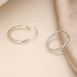 PM Sterling silver little hammered hoop earrings