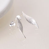 PM Sterling silver brushed marquis twist earrings