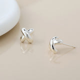 PM Sterling silver rounded kiss stud earrings