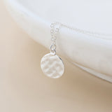 PM Sterling silver single hammered disc necklace