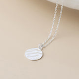 PM Sterling silver single hammered disc necklace