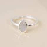 PM Sterling silver brushed moonstone ring - Small/S (55)