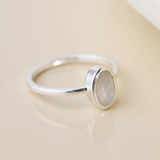 PM Sterling silver brushed moonstone ring - Medium/M (57)