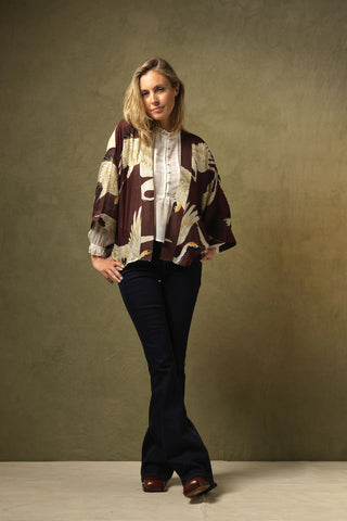 OHS Kimono - Stork Burgundy