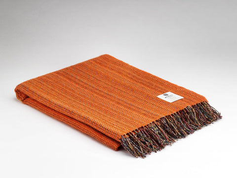 McNutt Irish Wool Throw - Heritage Tweed Tangerine