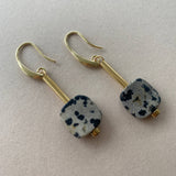 Gist Dalmatian Jasper square Drop Earrings