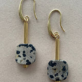 Gist Dalmatian Jasper square Drop Earrings