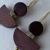 Gist Dyed wood & Hematite, drop earrings