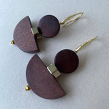 Gist Dyed wood & Hematite, drop earrings