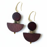 Gist Dyed wood & Hematite, drop earrings