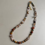 Gist Gemstone chip, Maifanite & Sandstone necklace - Natural tones