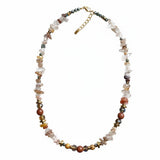 Gist Gemstone chip, Maifanite & Sandstone necklace - Natural tones