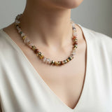 Gist Gemstone chip, Maifanite & Sandstone necklace - Natural tones