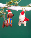 Sausage Dog Christmas Decoration, Knitted Dachshund Decor