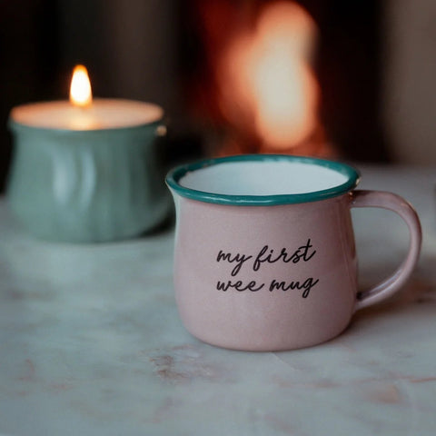 B&B Enamel Mini Mug - First Wee Mug (Pink)