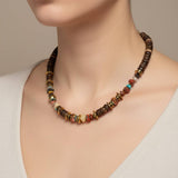 Gist Coconut, Gold plated hematite, semi precious stone chips and crystal details make this 18" necklace
